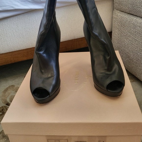 - Prada peep toe platform high heeled ankle booties size 10 - Picture 4 of 11